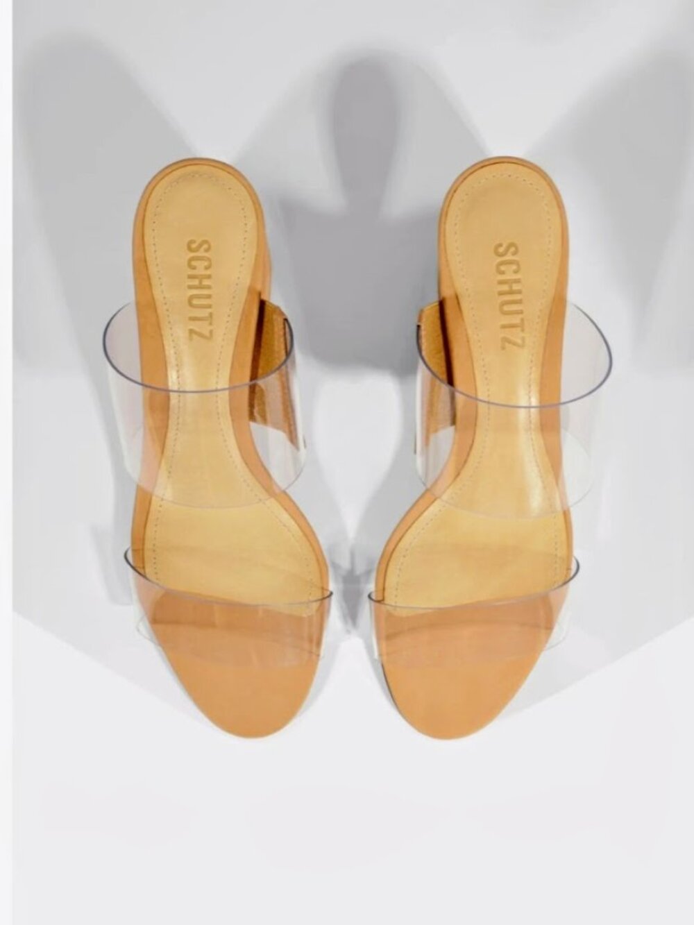 Schutz Victorie Clear Vinyl Nude Block Heel Sandals 9, New In Box